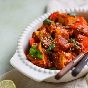 chilli paneer mit reis
