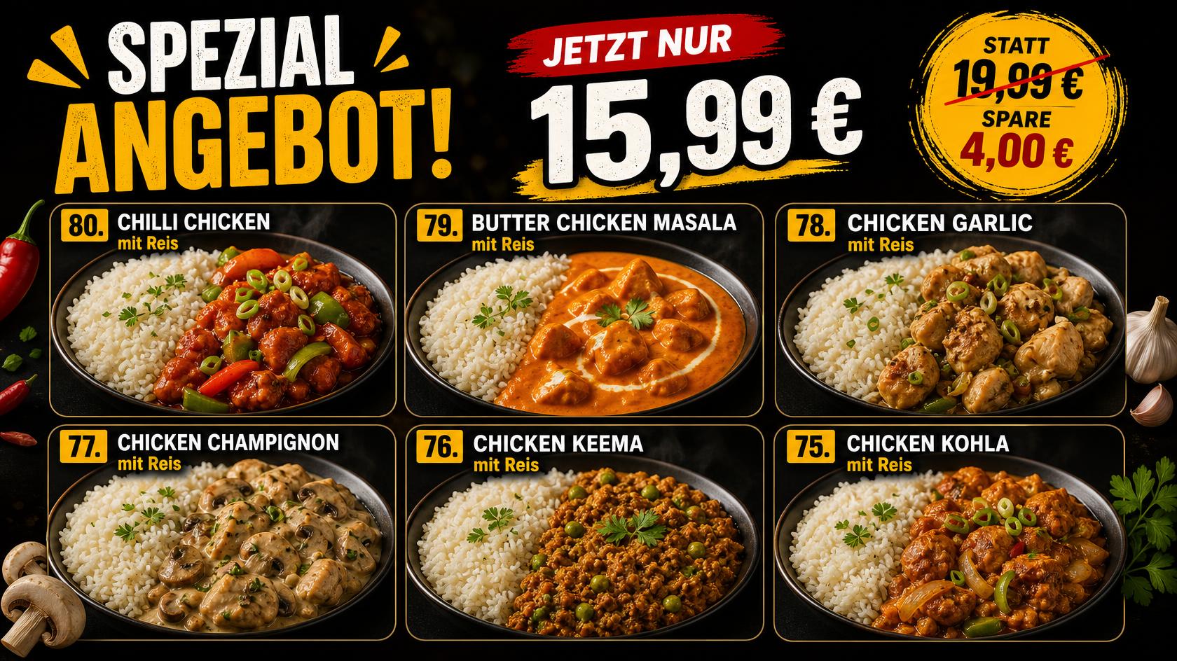 same sale on those product chilli chicken 80. chilli chicken mit reis id 8989 edit quick edit trash uae duplicator view ea duplicator duplicate – in stock 15,99 € – huhn – no publish
